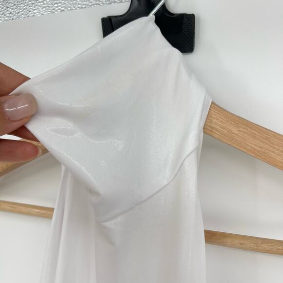 Norma Kamali | NWT White Lame Turtleneck Halter Dress XXS - Picture 7 of 15